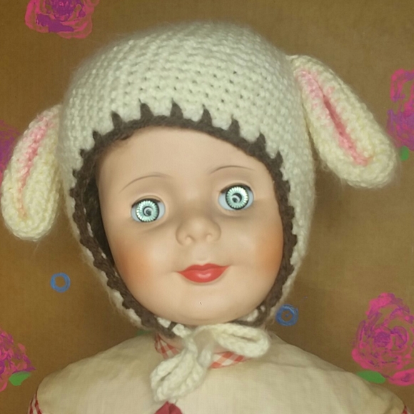 Baby Lamb Hat Handmade Crocheted Bonnet with Sheep Ears - Picture 2 of 6